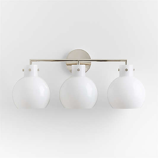 Dakota Chrome 3-Light Wall Sconce with Milk Glass Globe