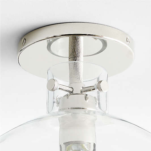 Dakota Chrome Flush Mount Light with Large Clear Glass Dome