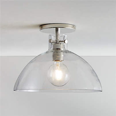 Dakota Chrome Flush Mount Light with Large Clear Glass Dome