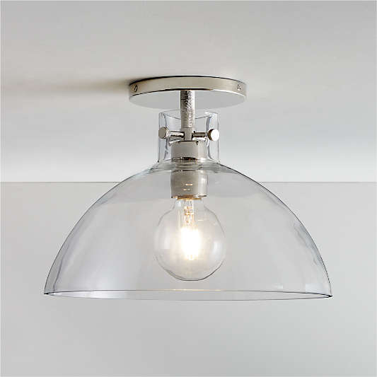 Dakota Chrome Flush Mount Light with Large Clear Glass Dome