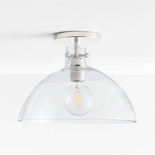 Dakota Chrome Flush Mount Light with Large Clear Glass Dome