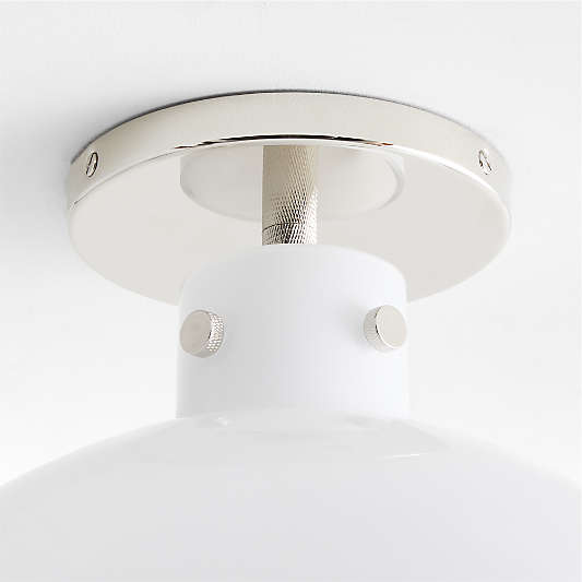 Dakota Chrome Flush Mount Light with Large Milk White Glass Globe