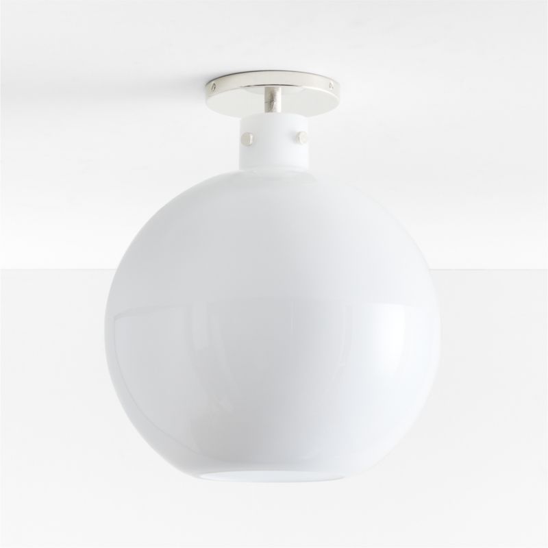 Dakota Chrome Flush Mount Light with Large Milk White Glass Globe - image 2 of 4