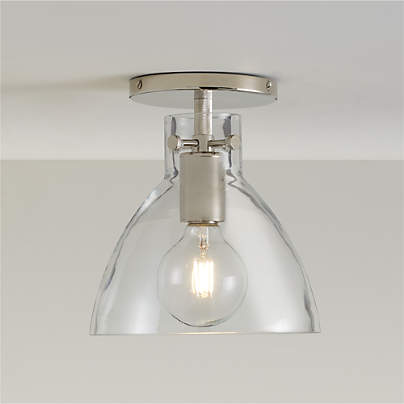 Dakota Chrome Flush Mount Light with Small Clear Glass Dome