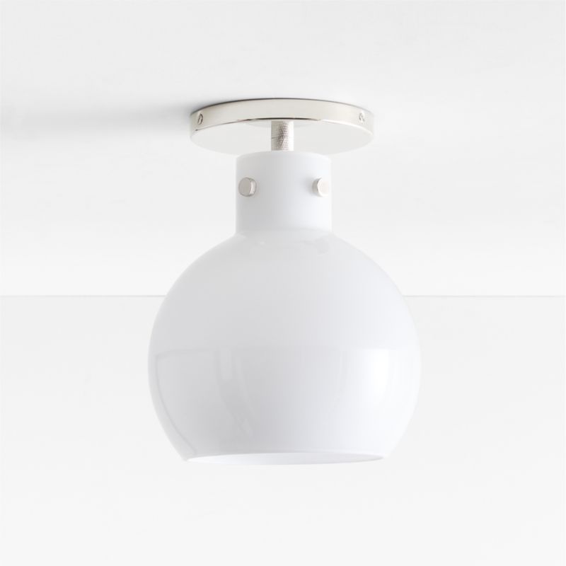 Dakota Chrome Flush Mount Light with Small Milk White Glass Globe - image 2 of 4