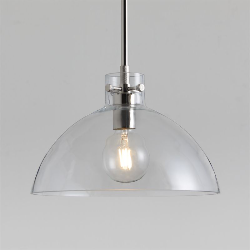 Dakota Chrome Pendant Light with Large Clear Glass Dome - image 0 of 8