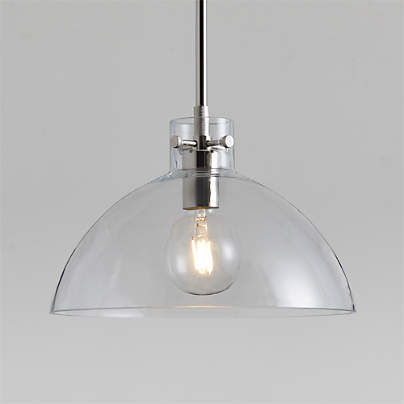 Dakota Chrome Pendant Light with Large Clear Glass Dome