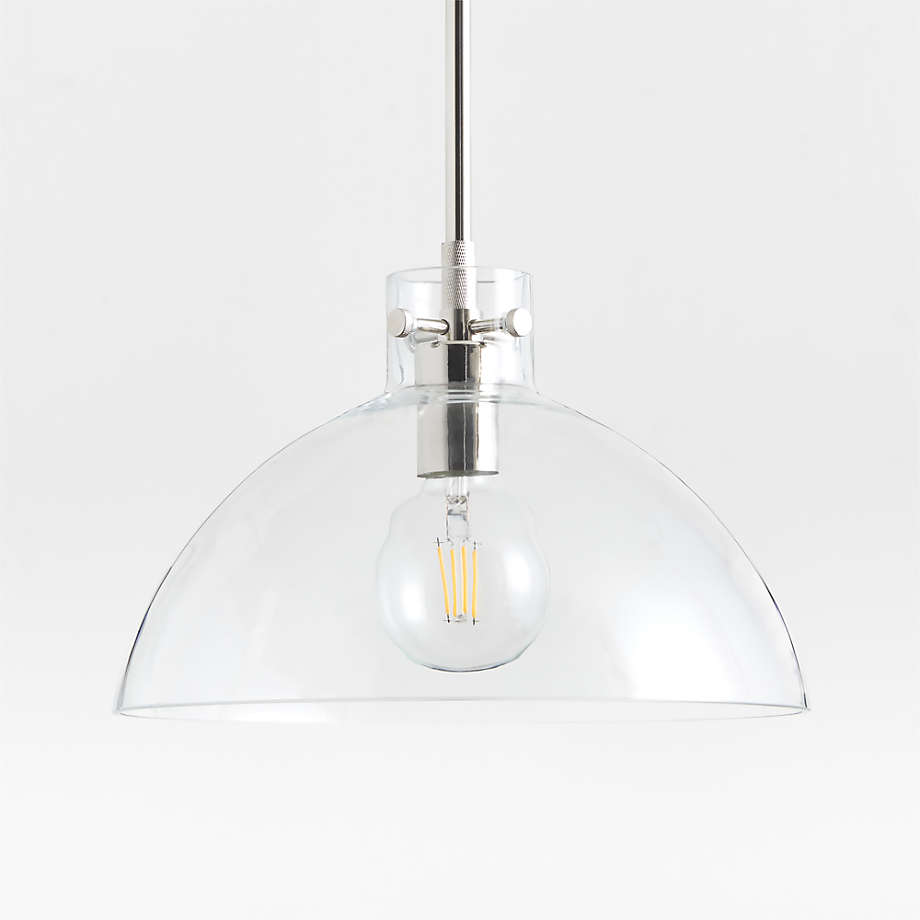 Dakota Nickel Pendant Light with Large Clear Glass Dome + Reviews