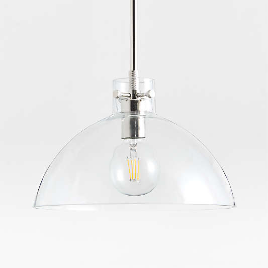 Dakota Chrome Pendant Light with Large Clear Glass Dome