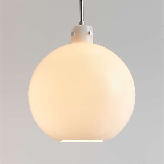 Dakota Chrome Pendant Light with Large Milk White Glass Globe