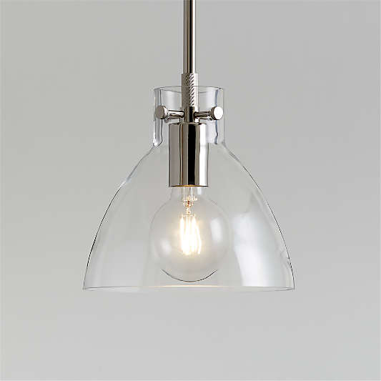 Dakota Chrome Pendant Light with Small Clear Glass Dome