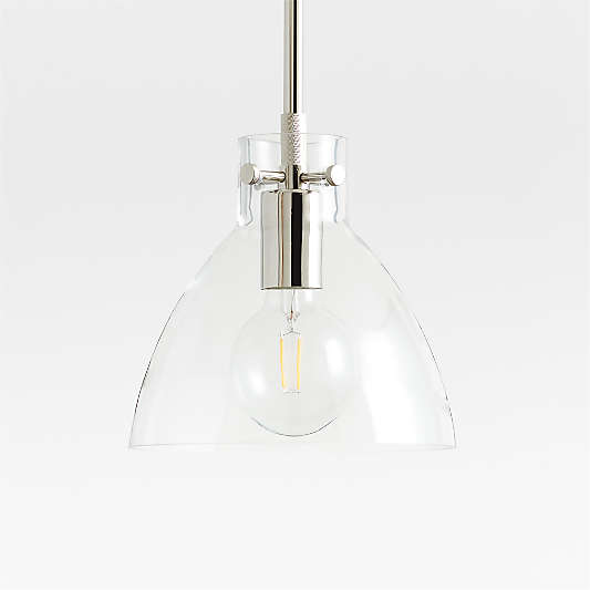 Dakota Chrome Pendant Light with Small Clear Glass Dome