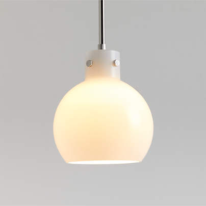 Dakota Chrome Pendant Light with Small Milk White Glass Globe