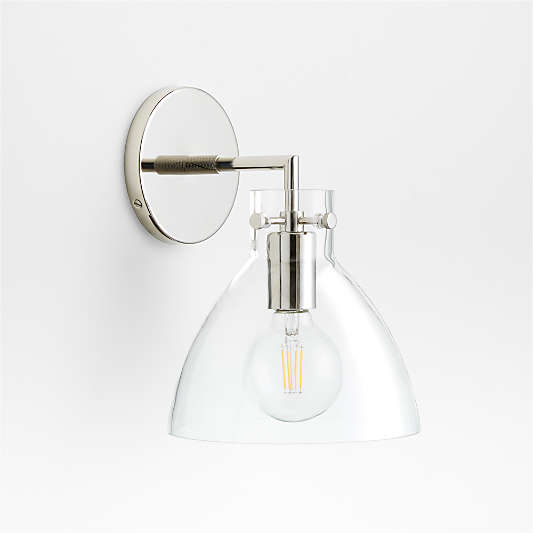 Dakota Chrome Sconce Light with Small Clear Glass Dome