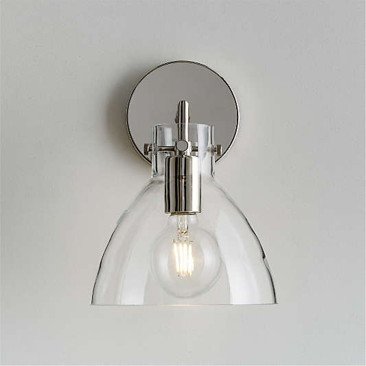 Dakota Chrome Sconce Light with Small Clear Glass Dome