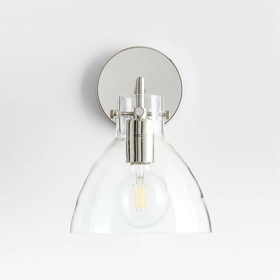 Dakota Nickel Sconce Light with Small Clear Glass Dome