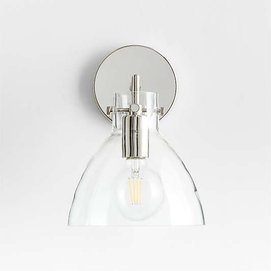 Dakota Chrome Sconce Light with Small Clear Glass Dome