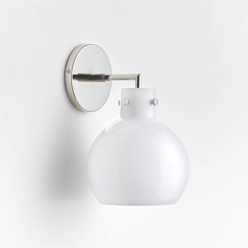 Dakota Chrome Sconce Light with Small Milk White Glass Globe - image 5 of 6