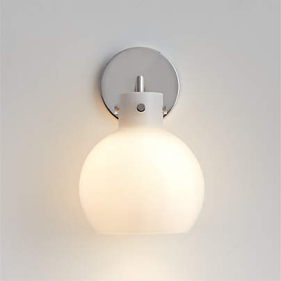 Dakota Chrome Sconce Light with Small Milk White Glass Globe