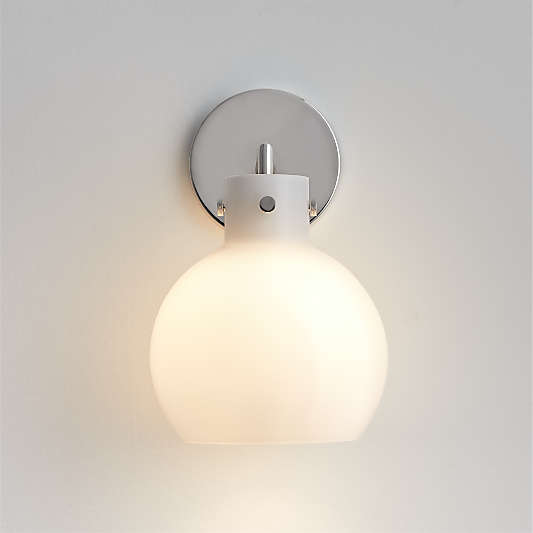 Dakota Chrome Sconce Light with Small Milk White Glass Globe