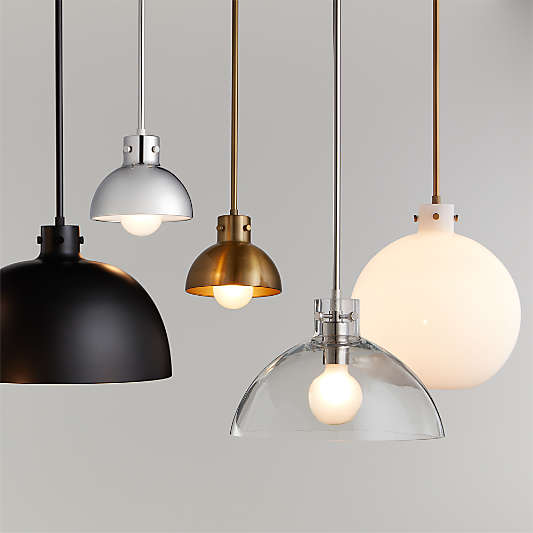 Dakota Black Pendant Light with Large Black Dome 15"