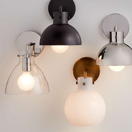 Dakota Brass Sconce Light with Small Clear Glass Dome