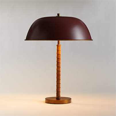 Dalton Brown Suede and Metal Dome Table Lamp by Jake Arnold