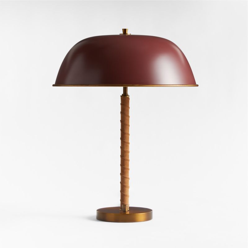Dalton Brown Suede and Metal Dome Table Lamp by Jake Arnold | Crate & Barrel