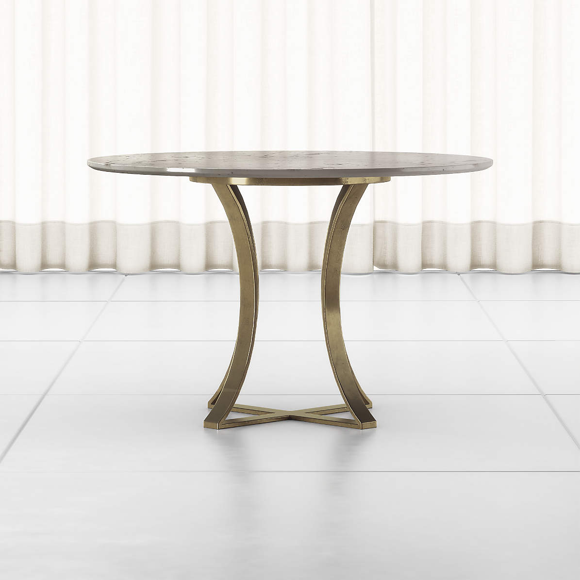 Damen 48 White Marble Top Dining Table, 48 Round Pedestal Dining Table White