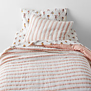 Stax Blue Pajama Stripe Organic Cotton Percale Kids Twin Sheet Set