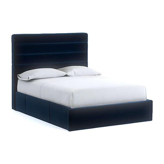 Danielle Queen Channel Headboard with Upholstered Storage Base Midnight