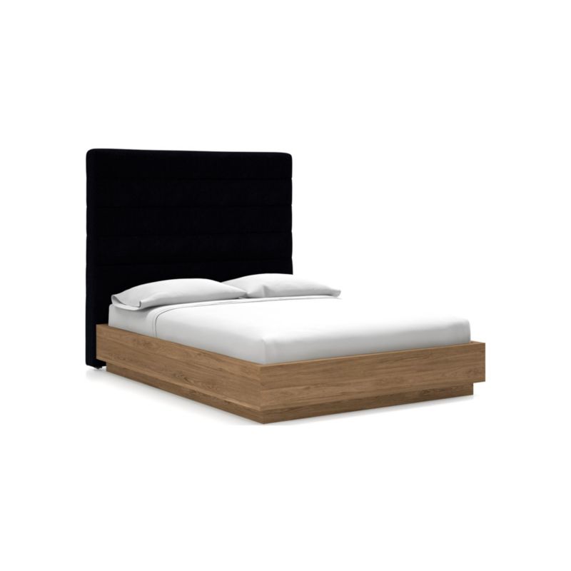 Danielle Queen Headboard with Batten Plinth-Base Bed Midnight - image 1 of 2