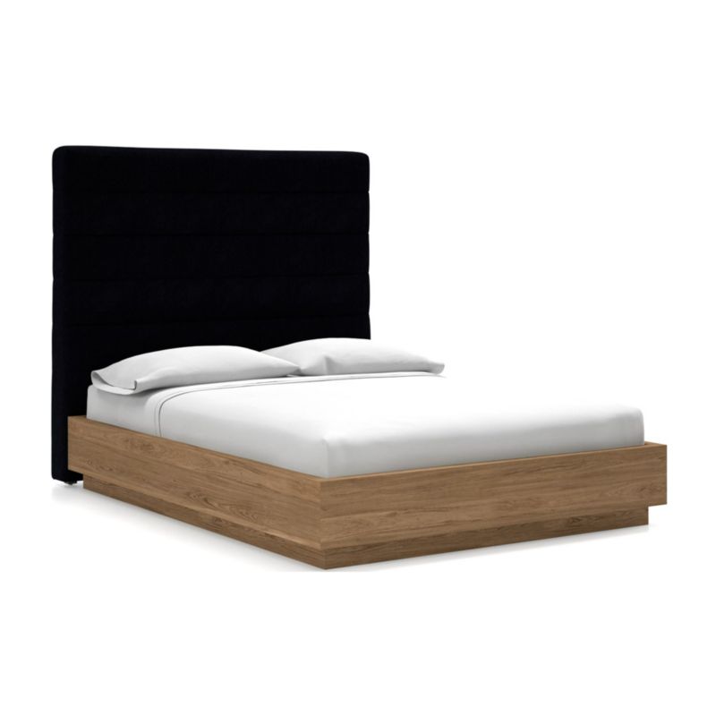 Danielle Queen Headboard with Batten Plinth-Base Bed Midnight - image 0 of 2