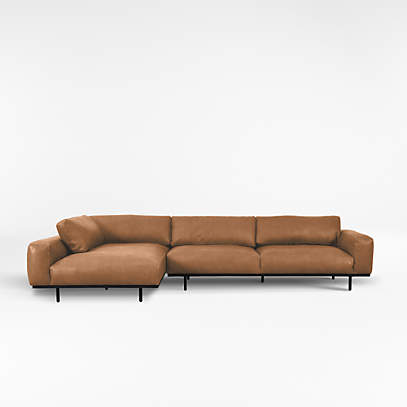 Danver 2 Piece Leather Sectional, Leather Modular Sofa Sectional