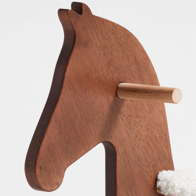 Deep Brown Wooden Kids Rocking Horse with Sherpa Seat - image 5 of 8