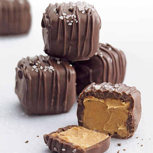 Dark Chocolate Peanut Butter Bites with Sea Salt in Gift Tin