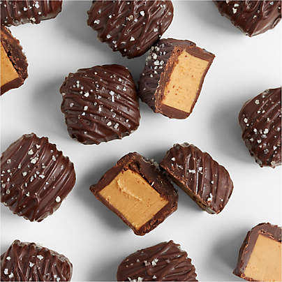 Dark Chocolate Peanut Butter Bites with Sea Salt in Gift Tin