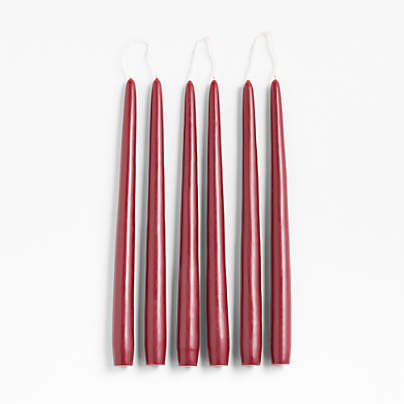 Dark Cranberry 12" Dipped Taper Candle, Set of 6
