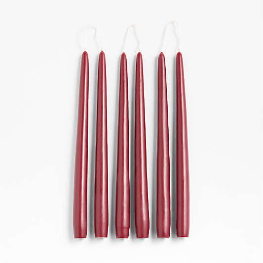 Dark Cranberry 12" Dipped Taper Candle, Set of 6