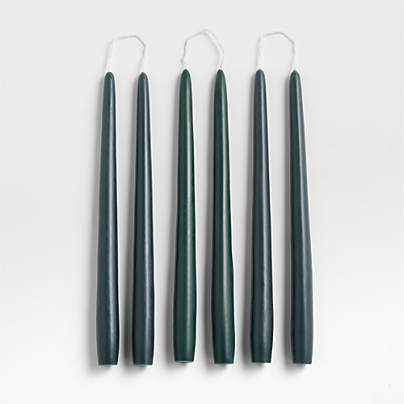 Dark Spruce Green 12" Dipped Taper Candle, Set of 6
