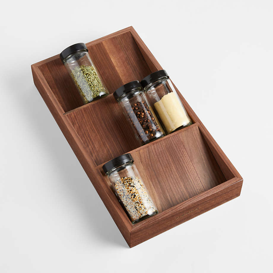 Dark Walnut Wood Spice Drawer Organizer Reviews Crate Barrel