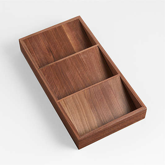 Crate & Barrel Dark Walnut Wood Spice Drawer Organizer