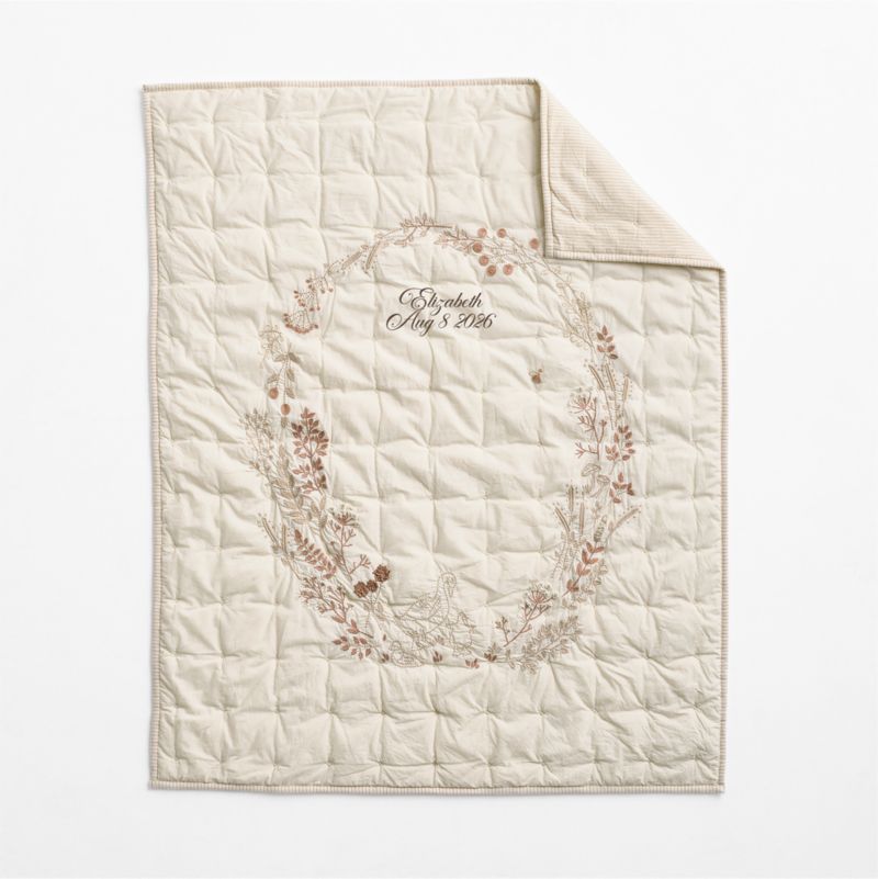 Darling Ducklings Embroidered Organic Cotton Baby Crib Quilt - image 2 of 6