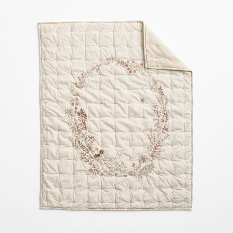 Darling Ducklings Embroidered Organic Cotton Baby Crib Quilt - image 3 of 6