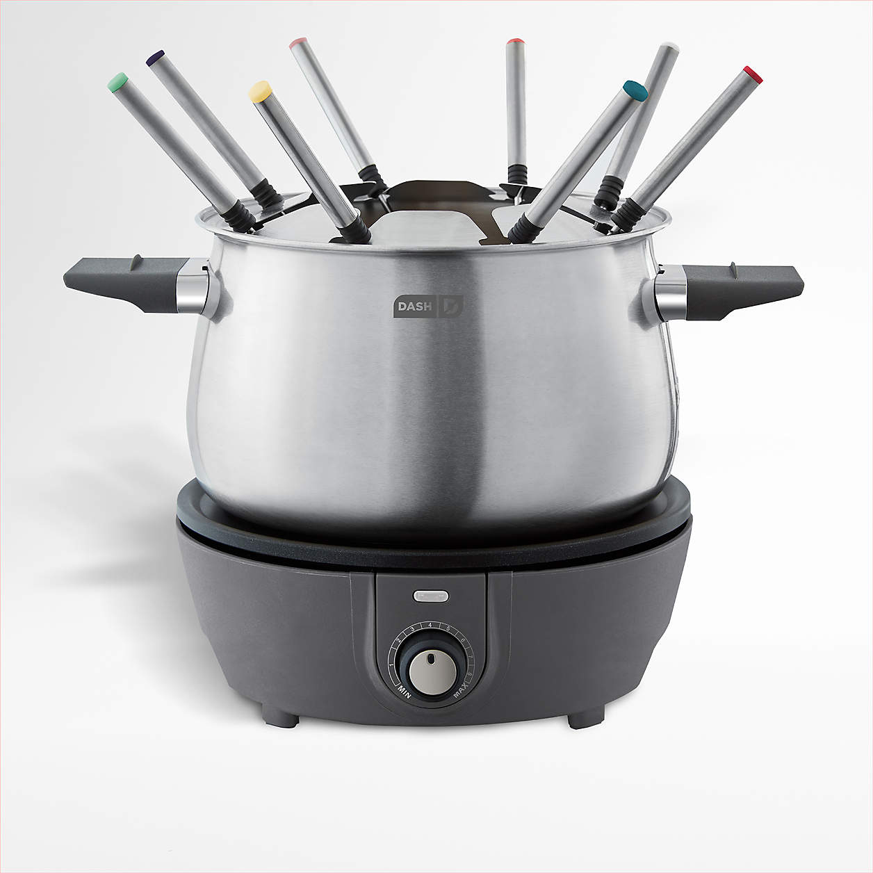 Dash Grey Deluxe 3Qt. Stainless Steel Electric Fondue Maker Pot