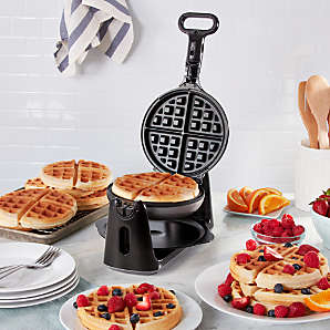 Dash Cream Mini Waffle Maker with Ceramic Nonstick Plates | Crate & Barrel