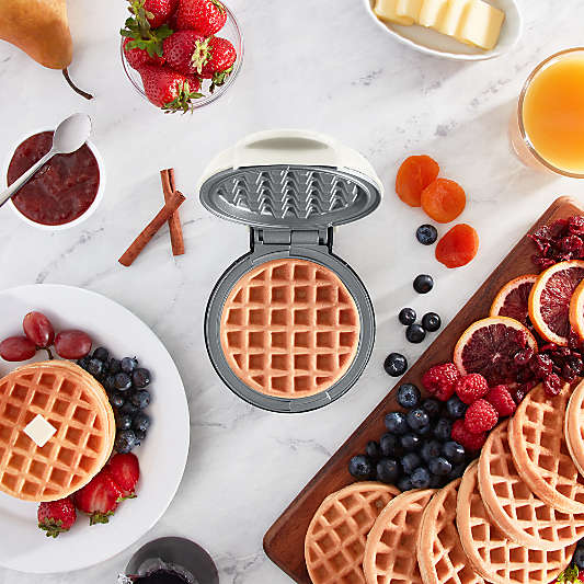 Dash ® Cream Mini Waffle Maker with Ceramic Nonstick Plates