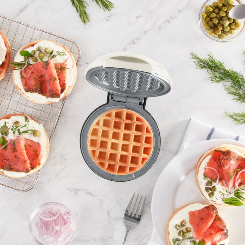 Dash ® Cream Mini Waffle Maker with Ceramic Nonstick Plates