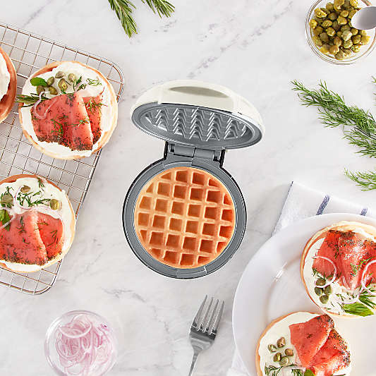 Dash ® Cream Mini Waffle Maker with Ceramic Nonstick Plates