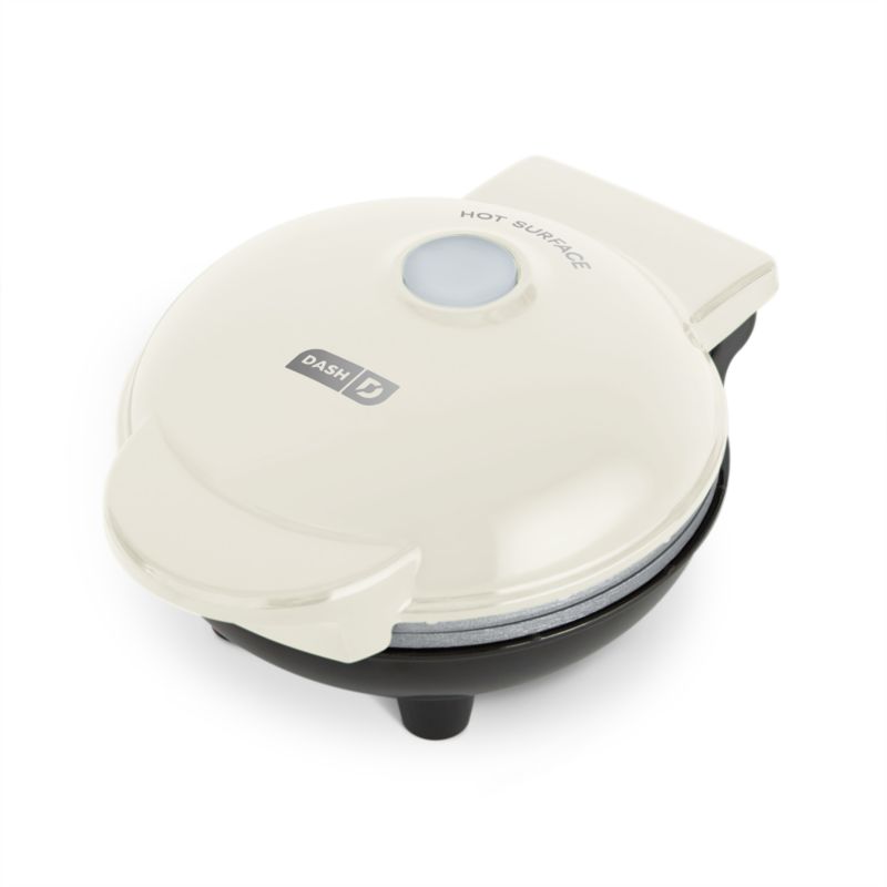 Dash Cream Mini Waffle Maker with Ceramic Nonstick Plates | Crate & Barrel